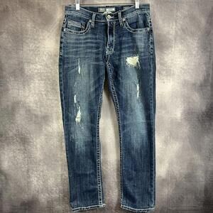 Buckle BKE Jake‎ Straight Leg Jeans Stretch Denim 31x31 Men Blue Thick Stitch